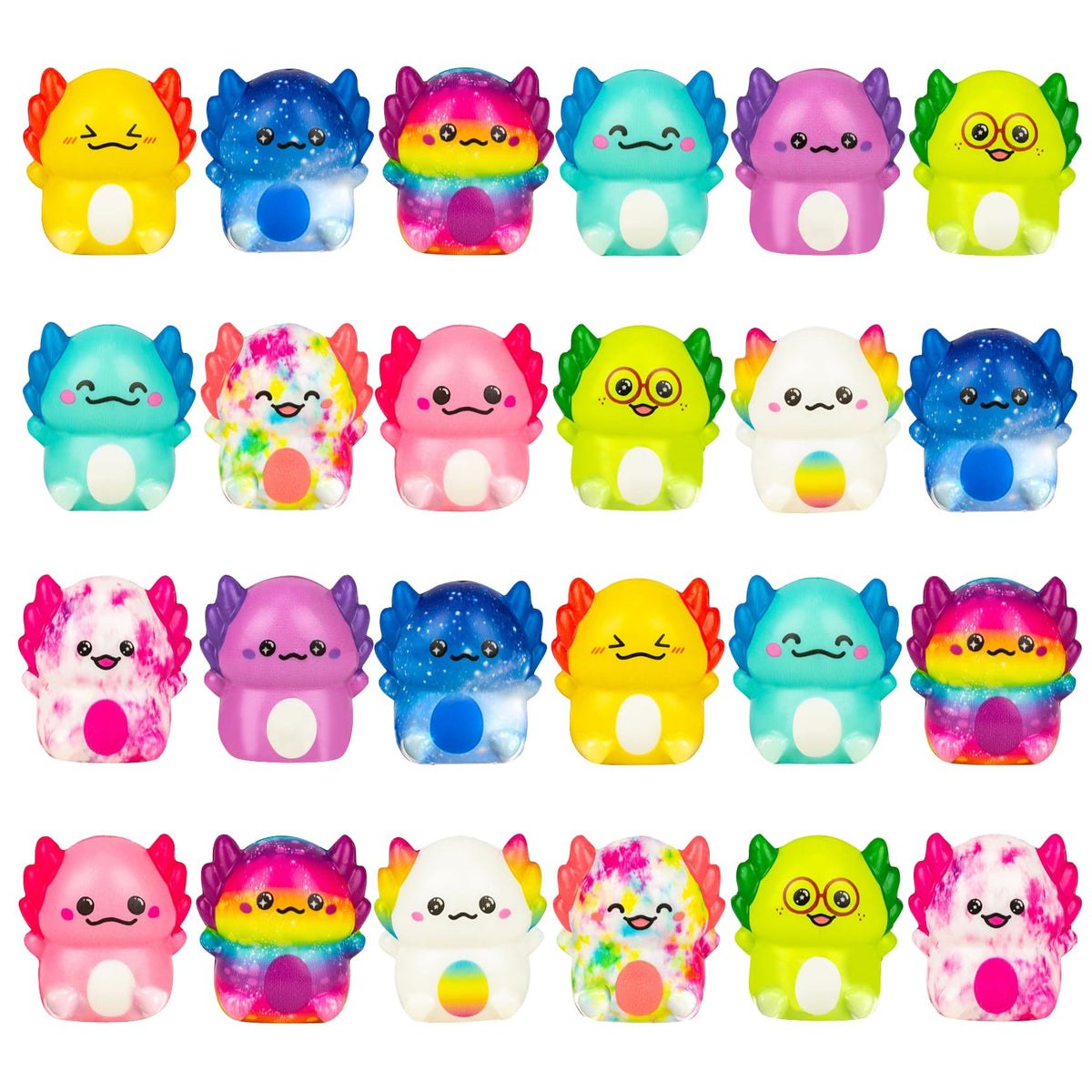 Holydeck 24 Pack Axolotl Slow Rise Squishy Toys – Soft Stress Relief Fidgets for Kids