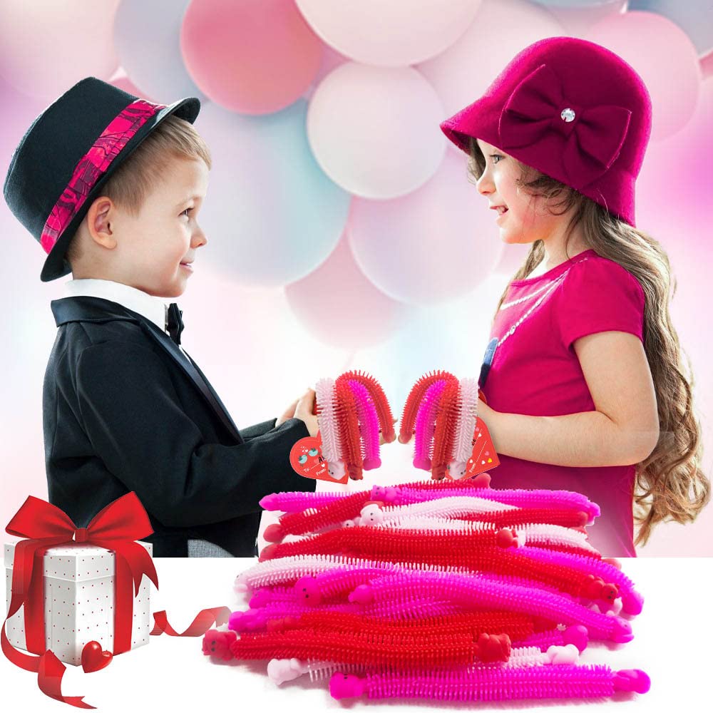 Holydeck Valentines 36-Pack Stretchy Strings – Colorful Sensory Fidget Toys for Kids, Party Favors & Gifts
