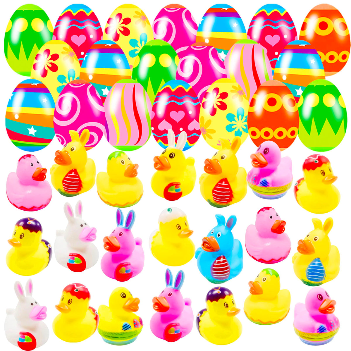 Holydeck 20 Pcs Prefilled Easter Eggs with Rubber Ducks – Colorful Party Favors