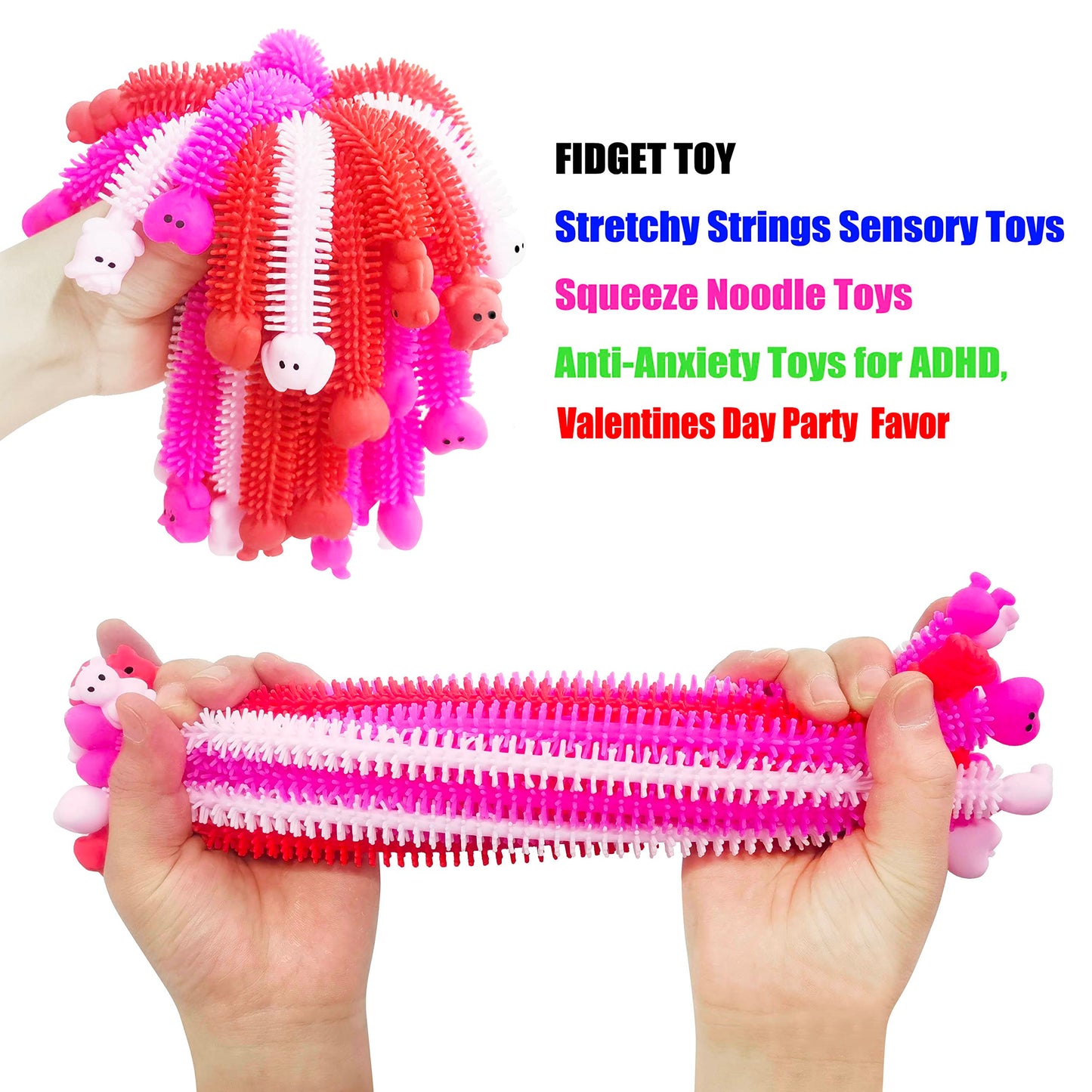 Holydeck Valentines 36-Pack Stretchy Strings – Colorful Sensory Fidget Toys for Kids, Party Favors & Gifts