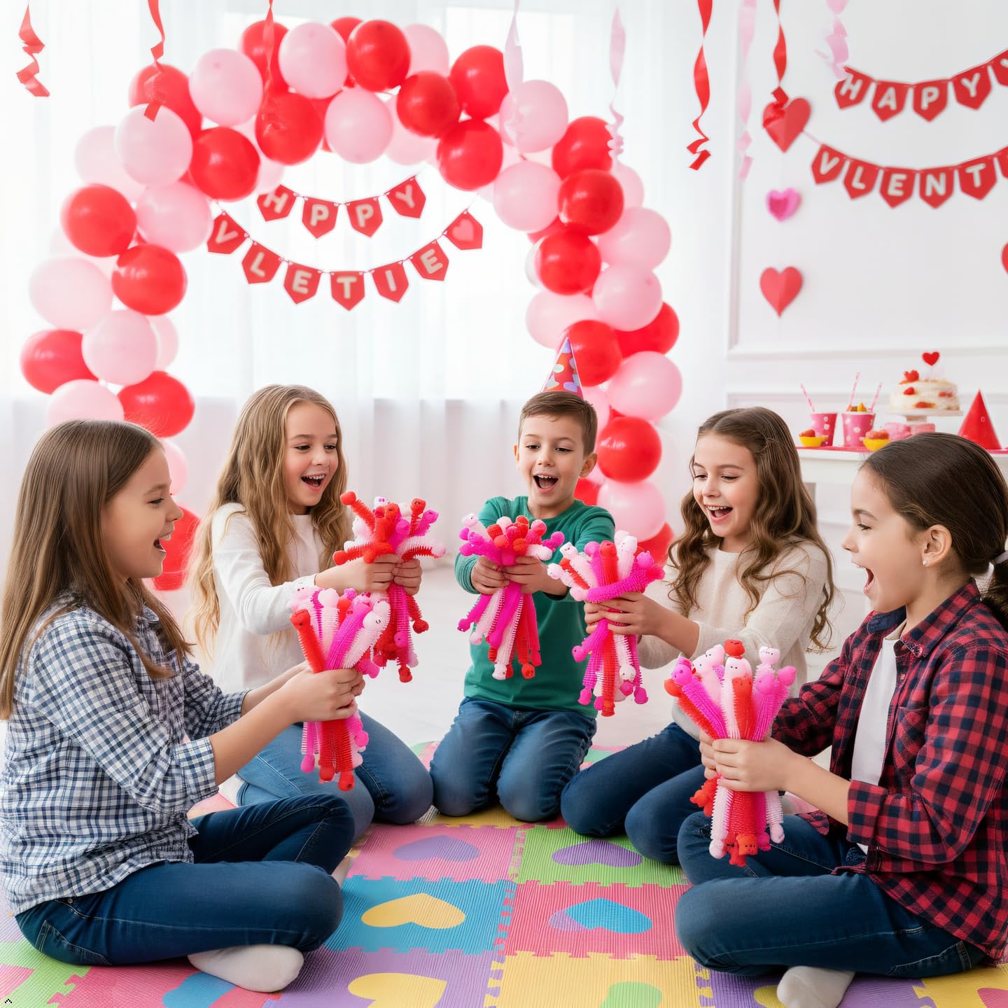 Holydeck Valentines 36-Pack Stretchy Strings – Colorful Sensory Fidget Toys for Kids, Party Favors & Gifts