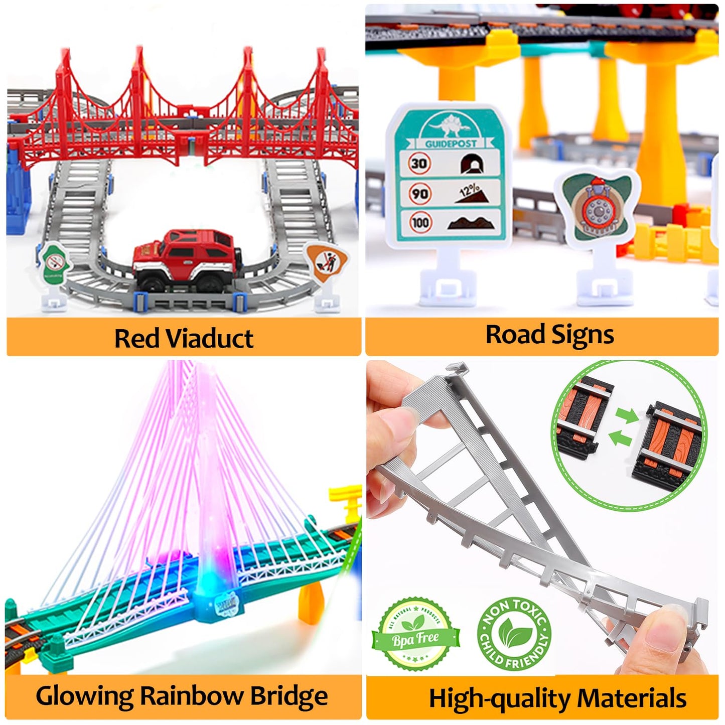 HOLYFUN Electric Toddler Train Set Toy - 113-Piece Battery Powered Railway Playset for Kids Aged 3-8