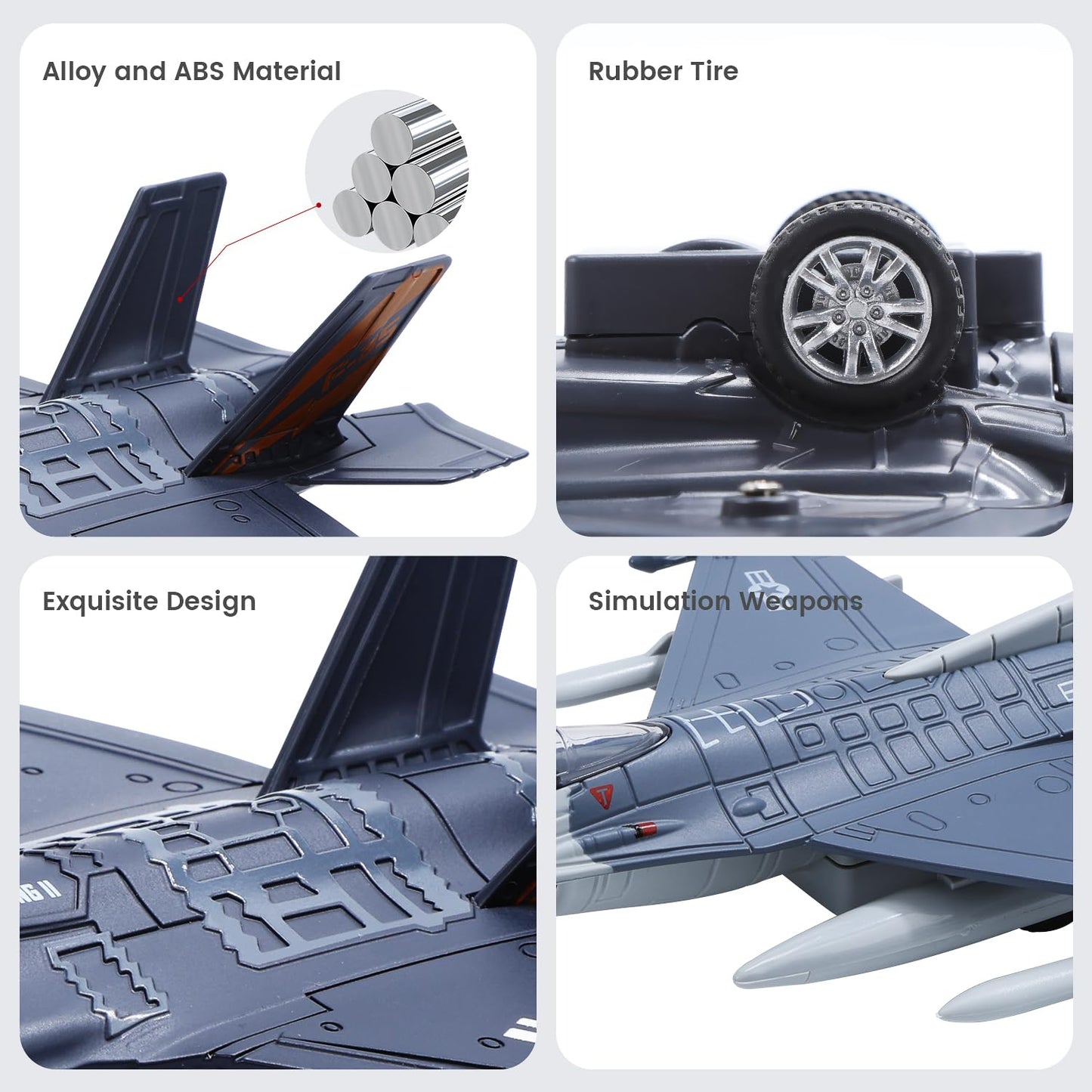 HOLYFUN Double Fighter Jet Toy: F35 & F16 Diecast Planes with Lights & Sounds