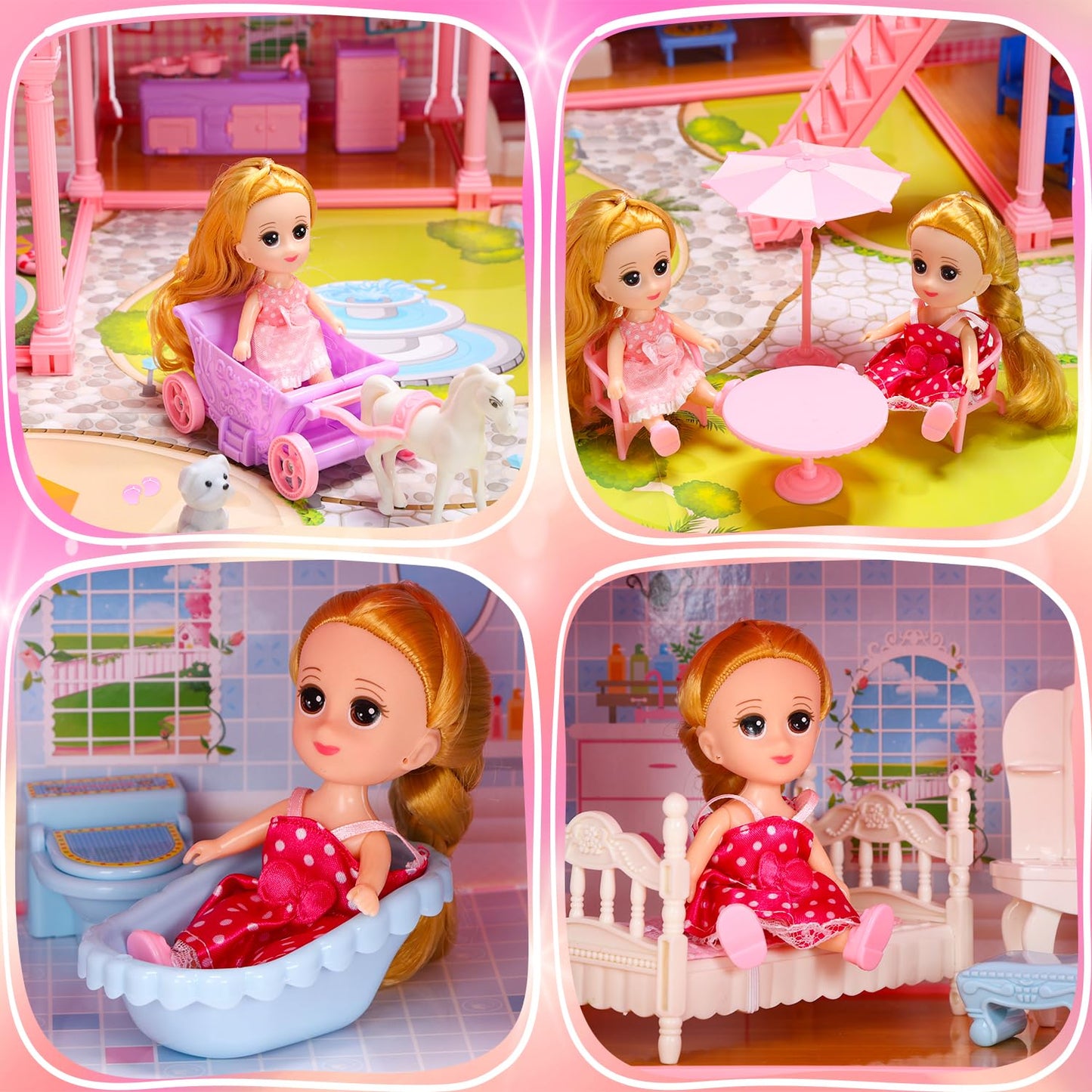 HOLYFUN Huge Dollhouse for Girls – 3-Story, 11 Rooms, Fully Furnished