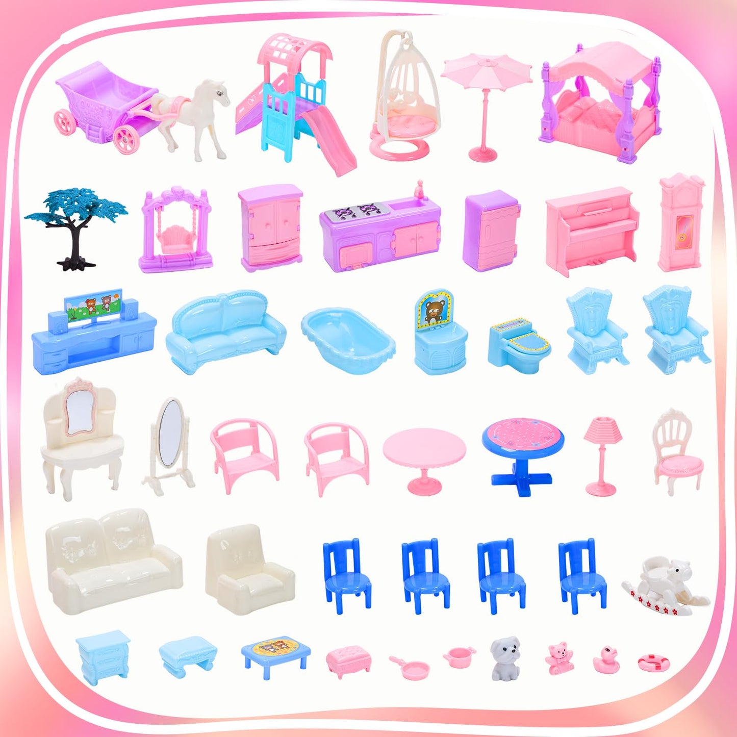 HOLYFUN Huge Dollhouse for Girls – 3-Story, 11 Rooms, Fully Furnished
