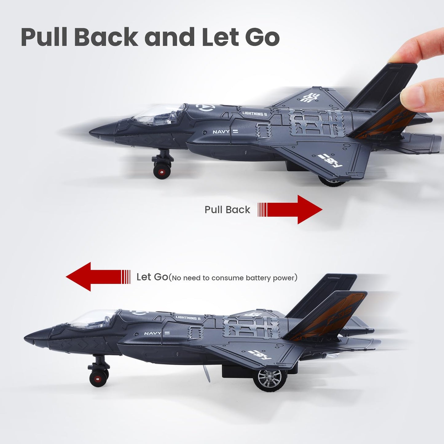 HOLYFUN Double Fighter Jet Toy: F35 & F16 Diecast Planes with Lights & Sounds