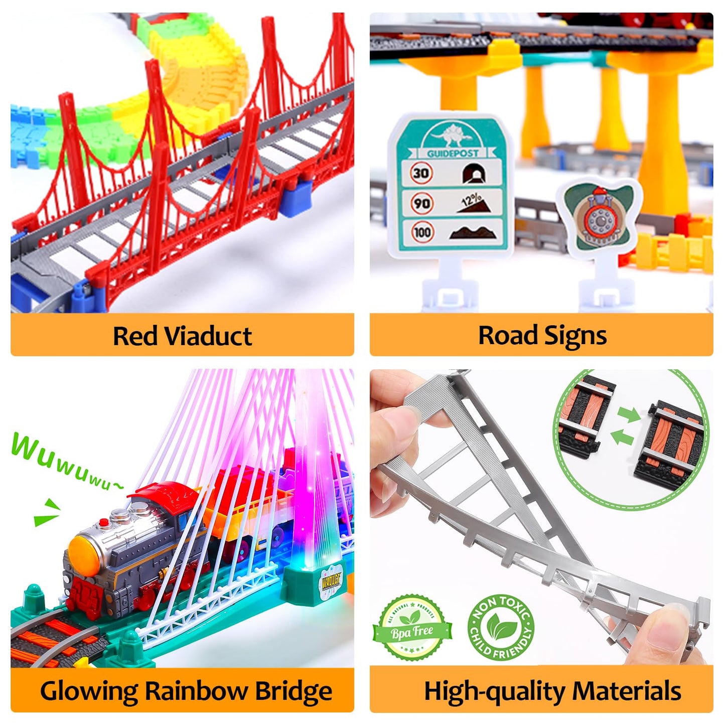 HOLYFUN Toddler Train Set Toy – Electric Train Track & Dinosaur Playset for 3–8 Year Olds