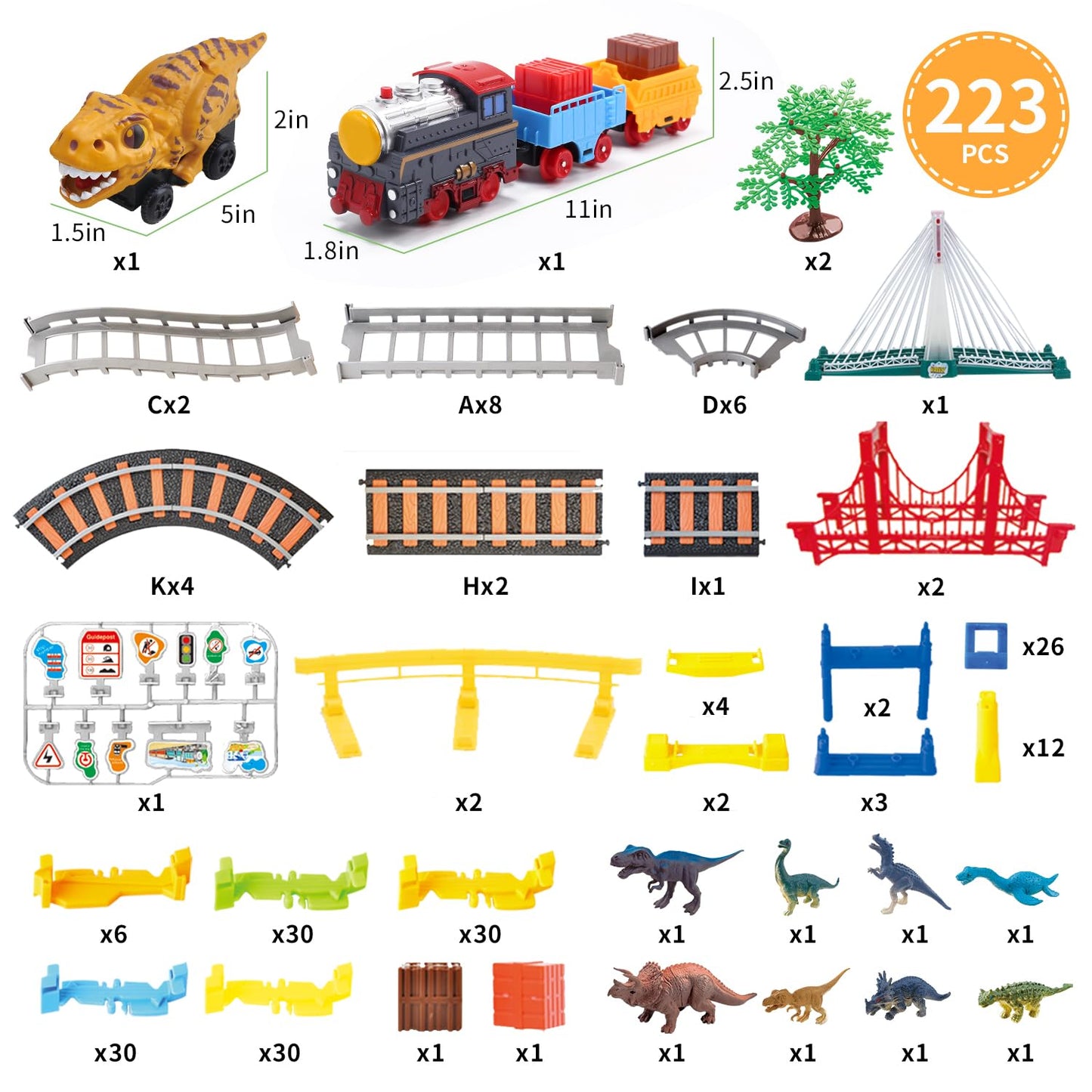 HOLYFUN Toddler Train Set Toy – Electric Train Track & Dinosaur Playset for 3–8 Year Olds