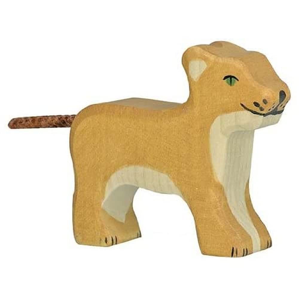 Holztiger Little Lion Standing Toy Figure – Handmade Wooden Animal