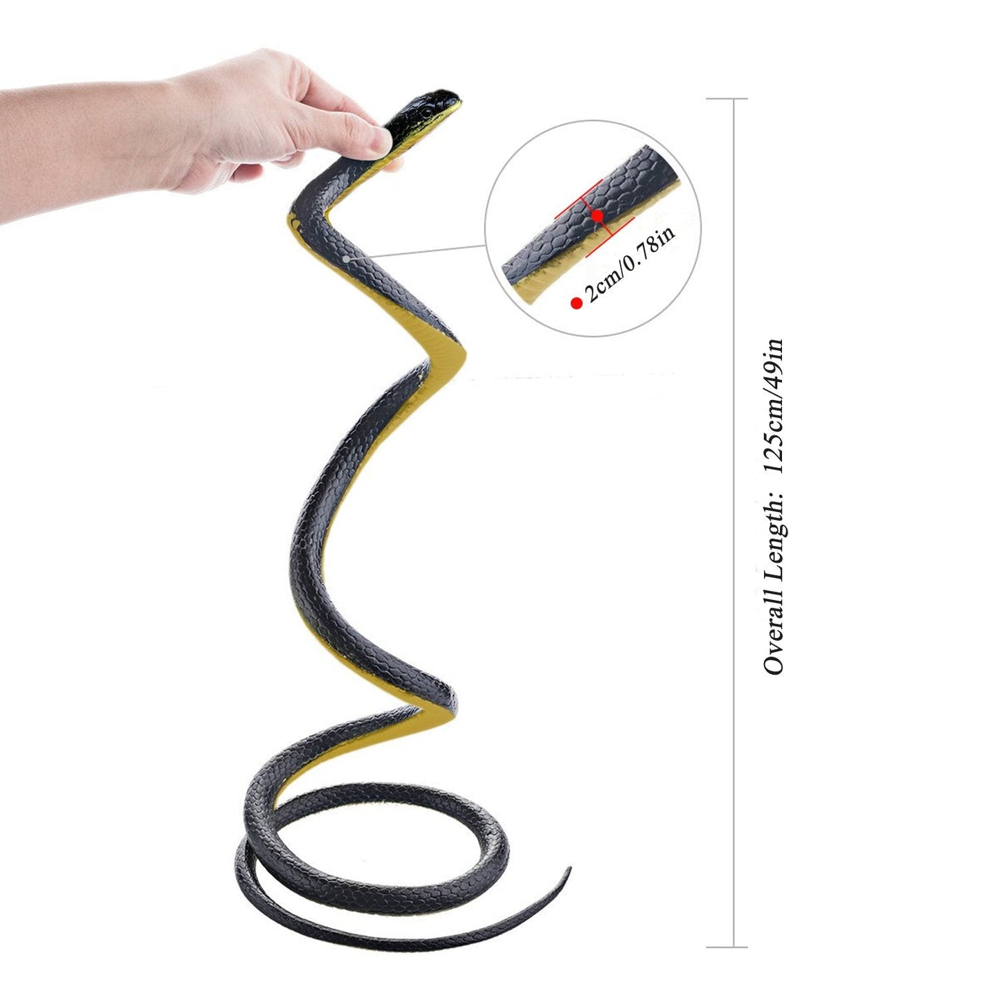 Homdipoo Realistic 49-Inch Black Rubber Snake Toy for Pranks and Decor