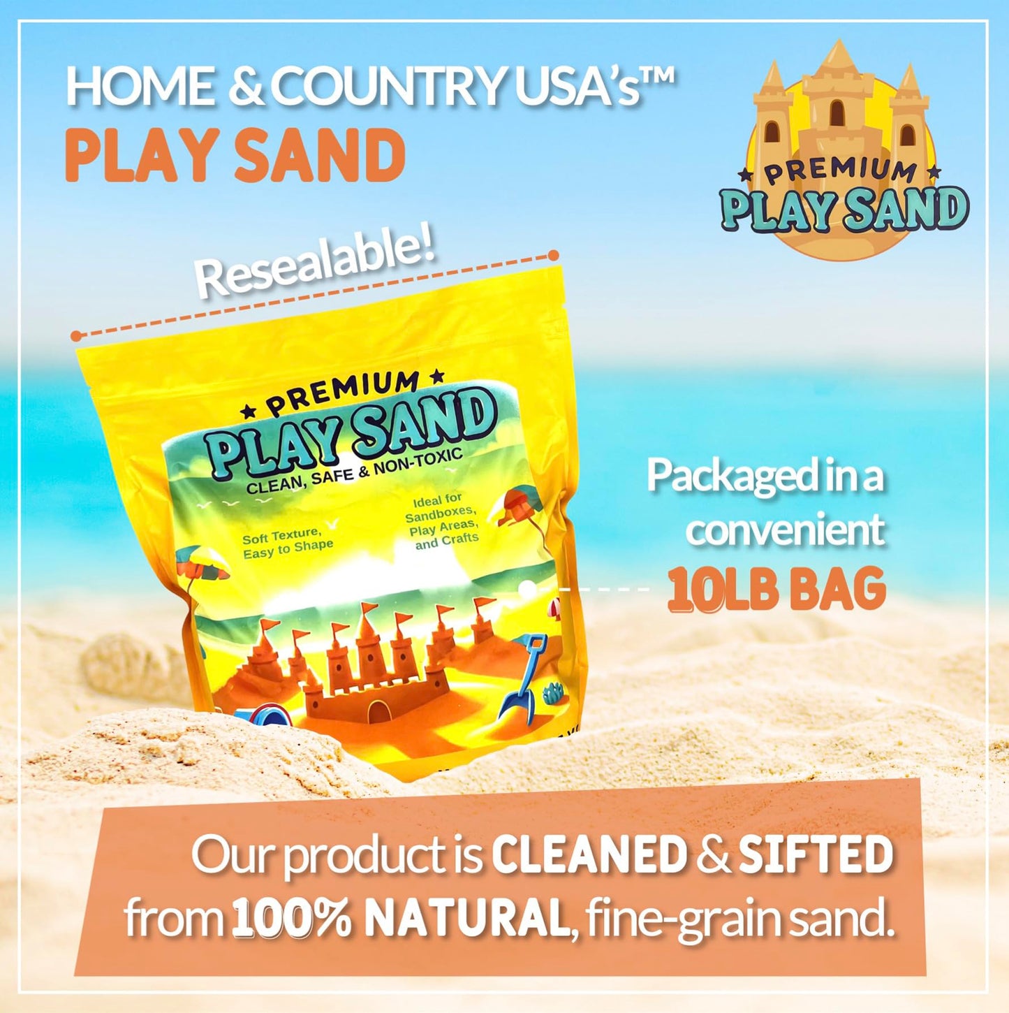 Play Sand for Kids – 10 lbs, Soft & Non-Toxic | Home and Country USA