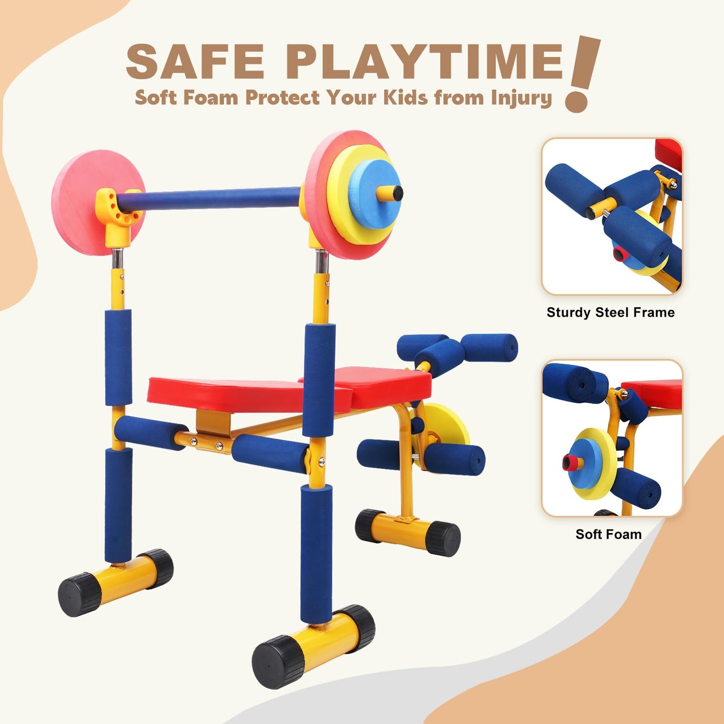 Home-Man Kids Weight Bench Set – Indoor Toddler Gym for Ages 3+