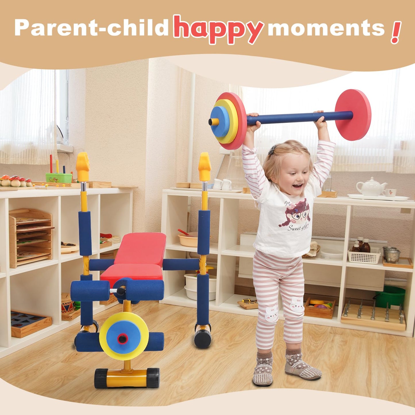 Home-Man Kids Weight Bench Set – Indoor Toddler Gym for Ages 3+