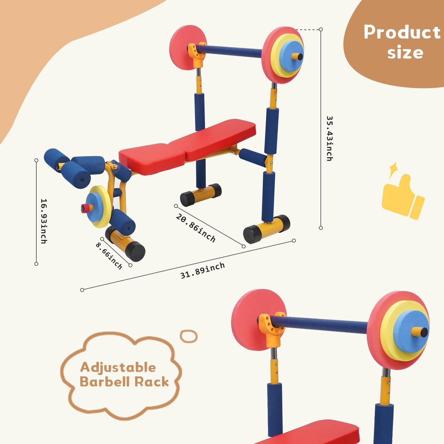 Home-Man Kids Weight Bench Set – Indoor Toddler Gym for Ages 3+