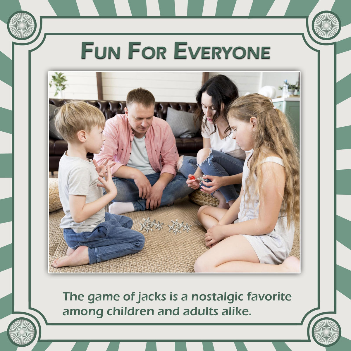 Home-X Jacks Game – Classic Old School Jax with Red Ball | Family Fun for All Ages
