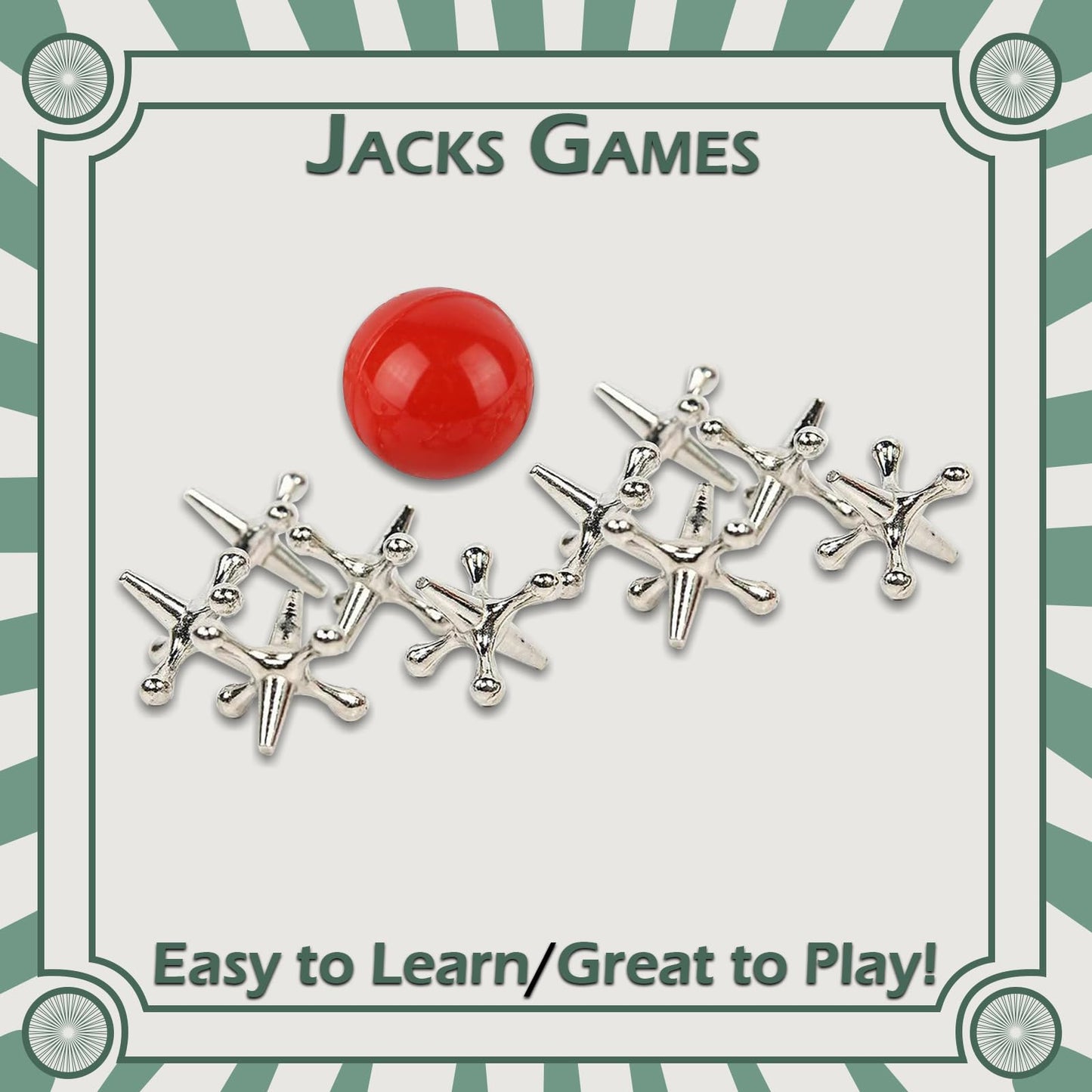 Home-X Jacks Game – Classic Old School Jax with Red Ball | Family Fun for All Ages