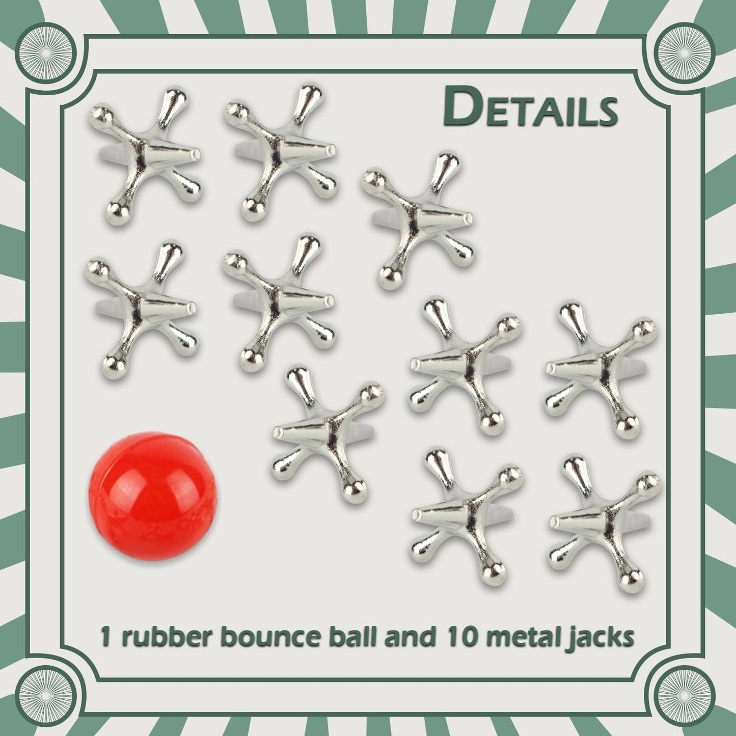 Home-X Jacks Game – Classic Old School Jax with Red Ball | Family Fun for All Ages