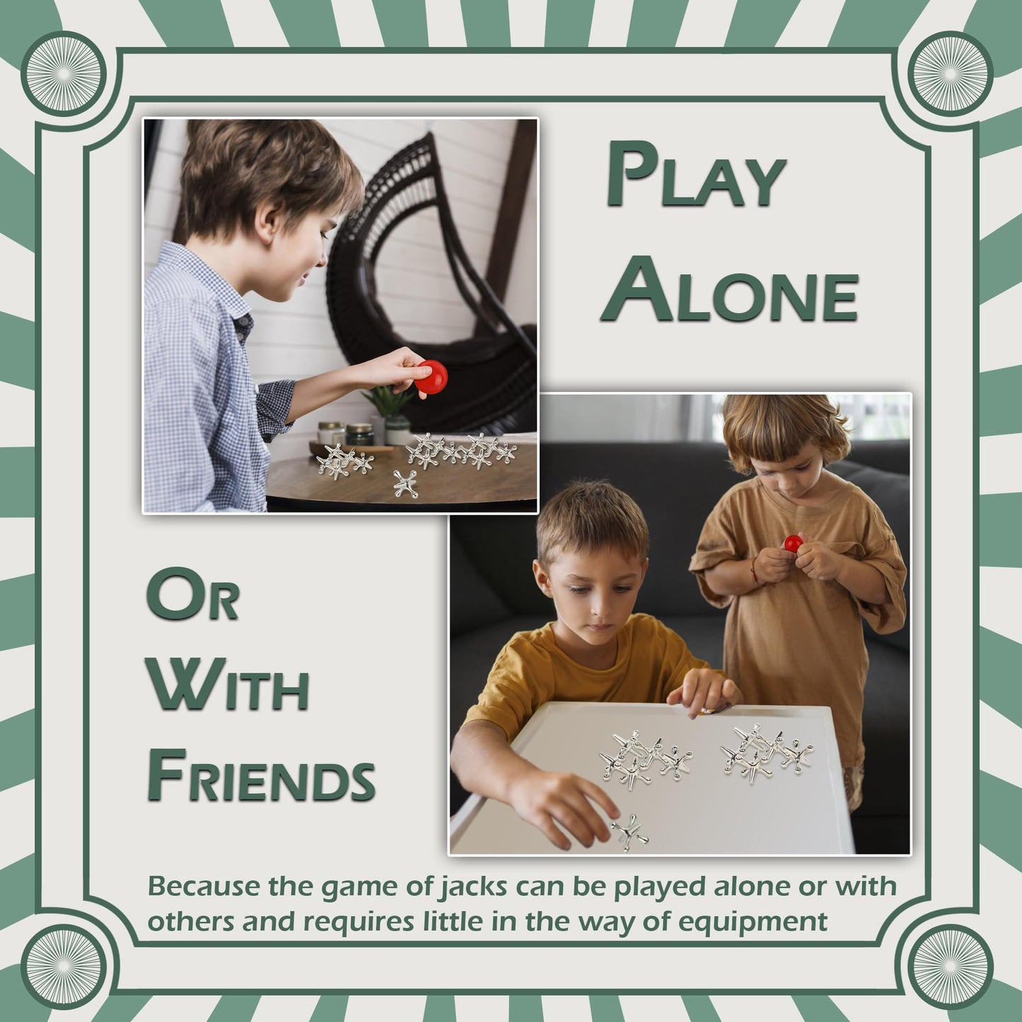 Home-X Jacks Game – Classic Old School Jax with Red Ball | Family Fun for All Ages