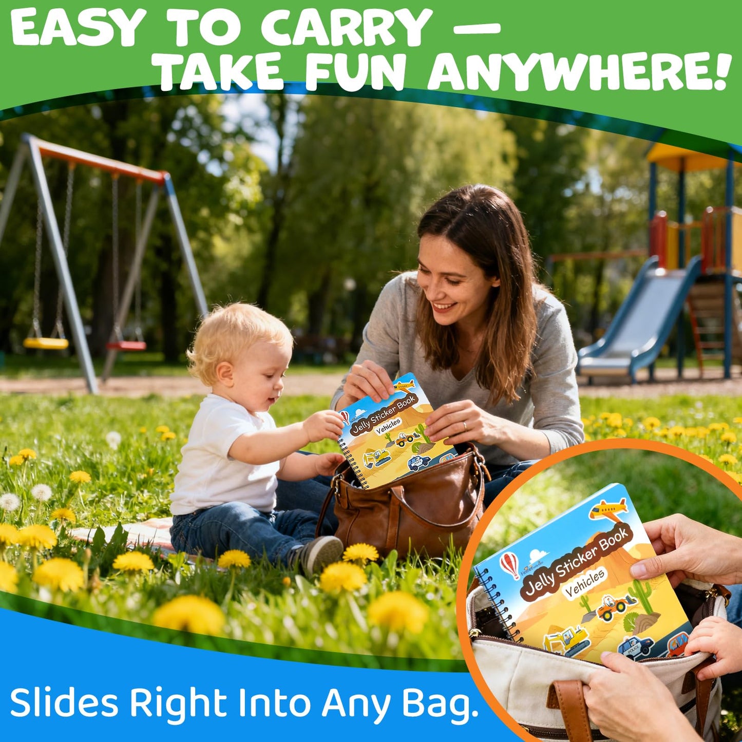 HomeEvolution Reusable Sticker Book for Toddlers – Vehicles & Construction