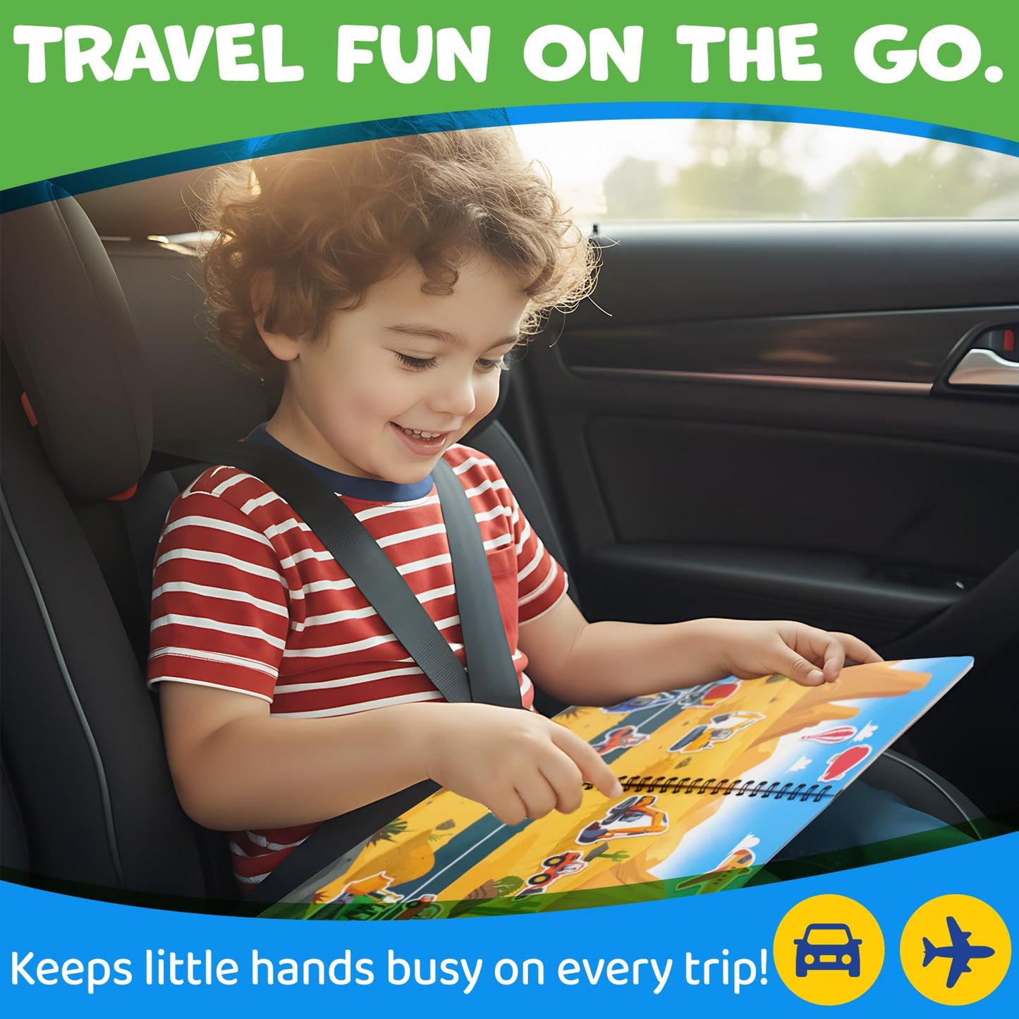 HomeEvolution Reusable Sticker Book for Toddlers – Vehicles & Construction