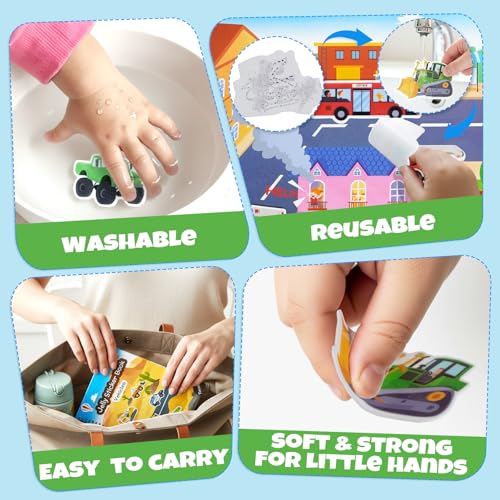 HomeEvolution Reusable Sticker Book for Toddlers – Vehicles & Construction