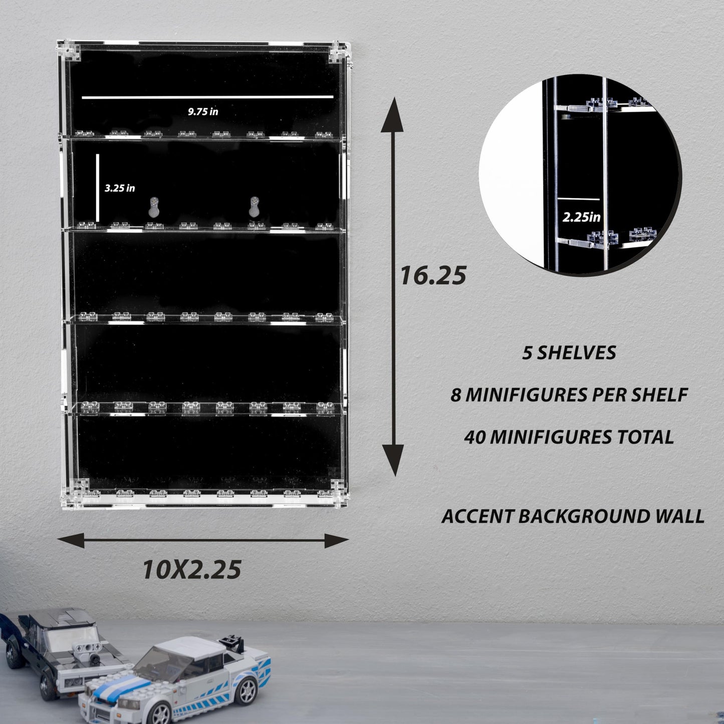 Homelodge Acrylic Minifigure Display Case — Wall-Mount for 40 Figures