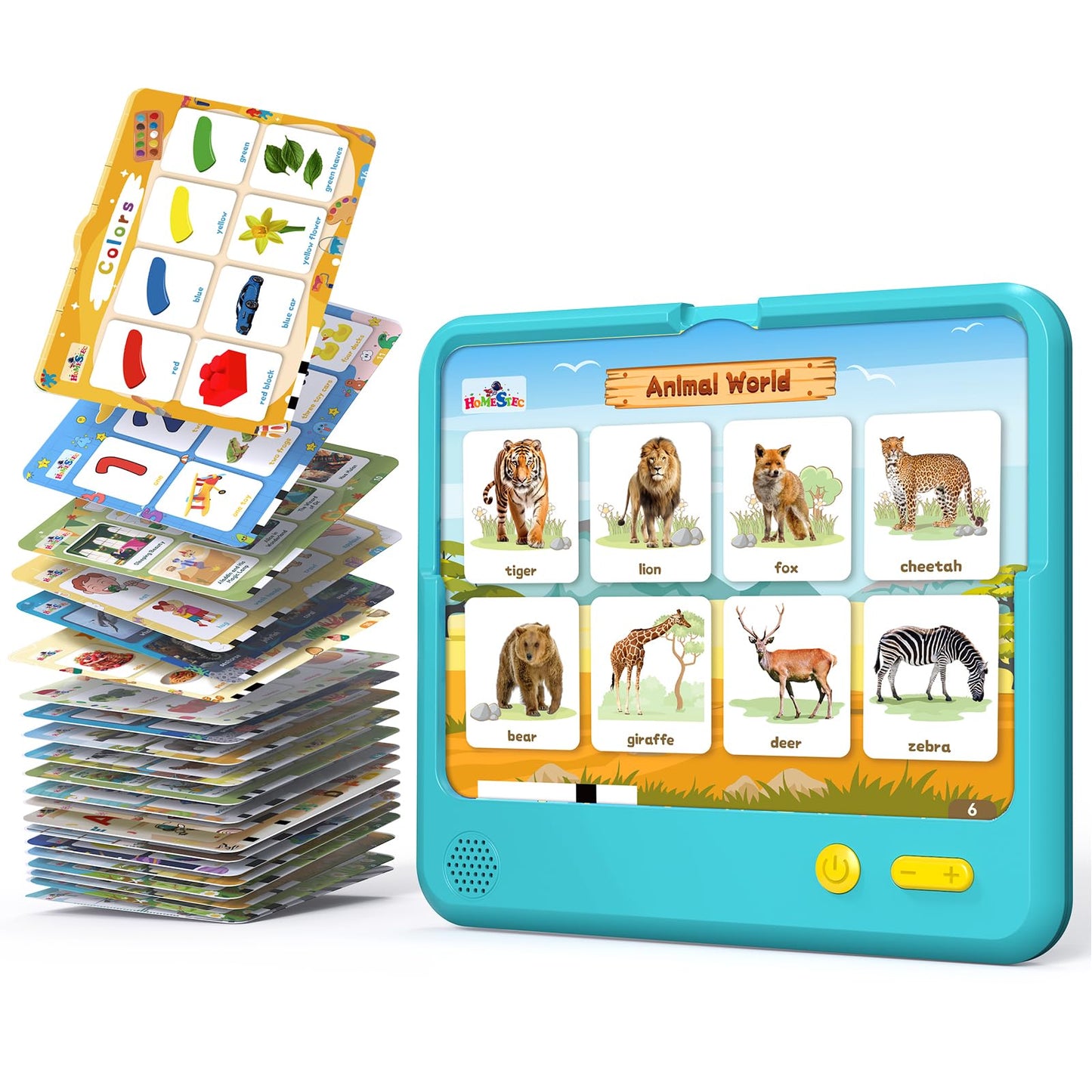 HOMESTEC Astro Pad - Toddler Interactive Learning Tablet with 21 Flashcards, 17 Nursery Rhymes, and 16 Stories