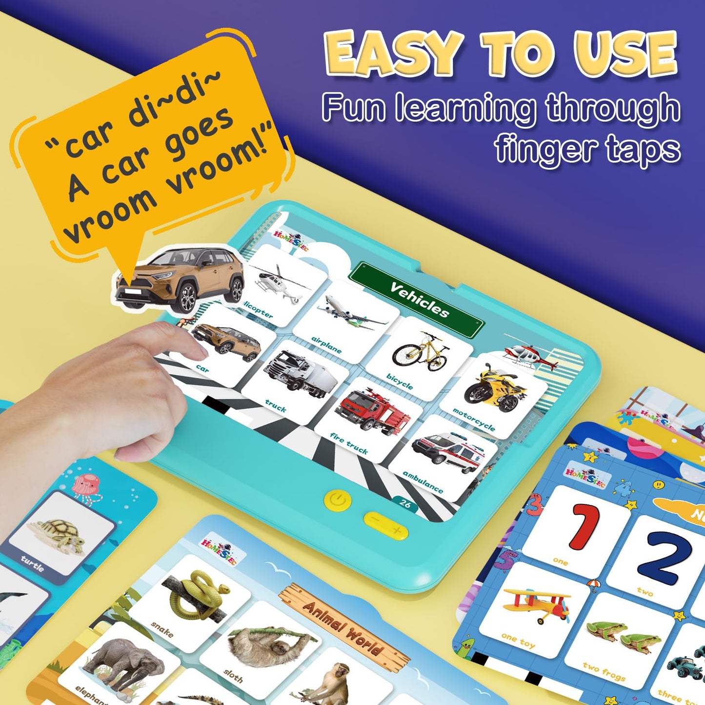 HOMESTEC Astro Pad - Toddler Interactive Learning Tablet with 21 Flashcards, 17 Nursery Rhymes, and 16 Stories