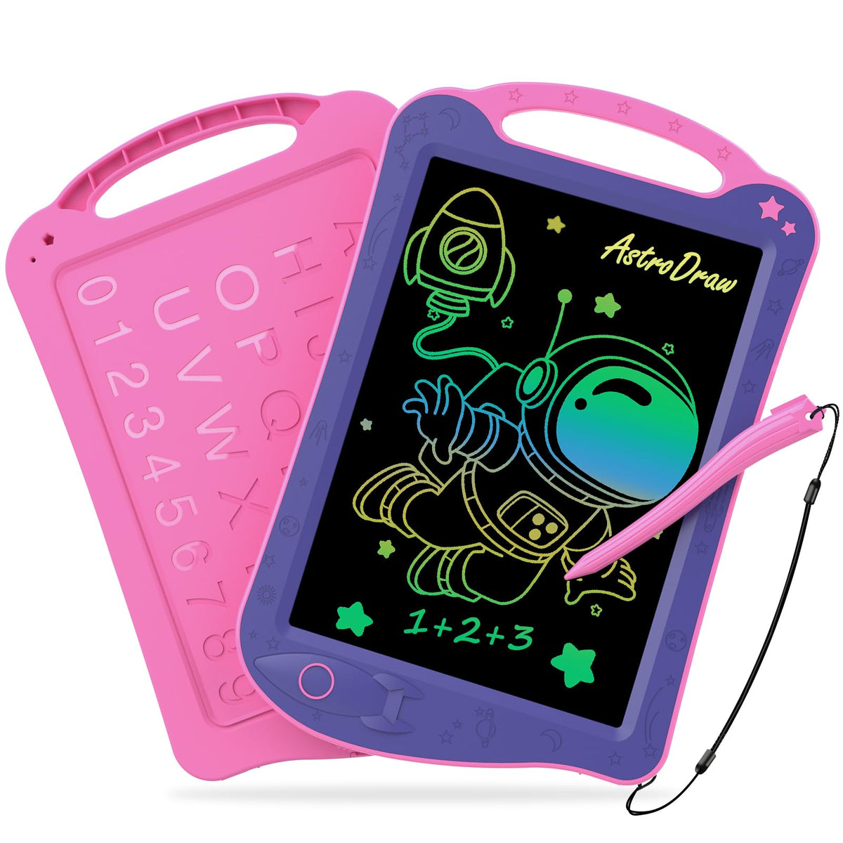 HOMESTEC Astrodraw Drawing Pad – Space-Themed LCD Doodle Board for Kids 3-7 (Purple/Pink)