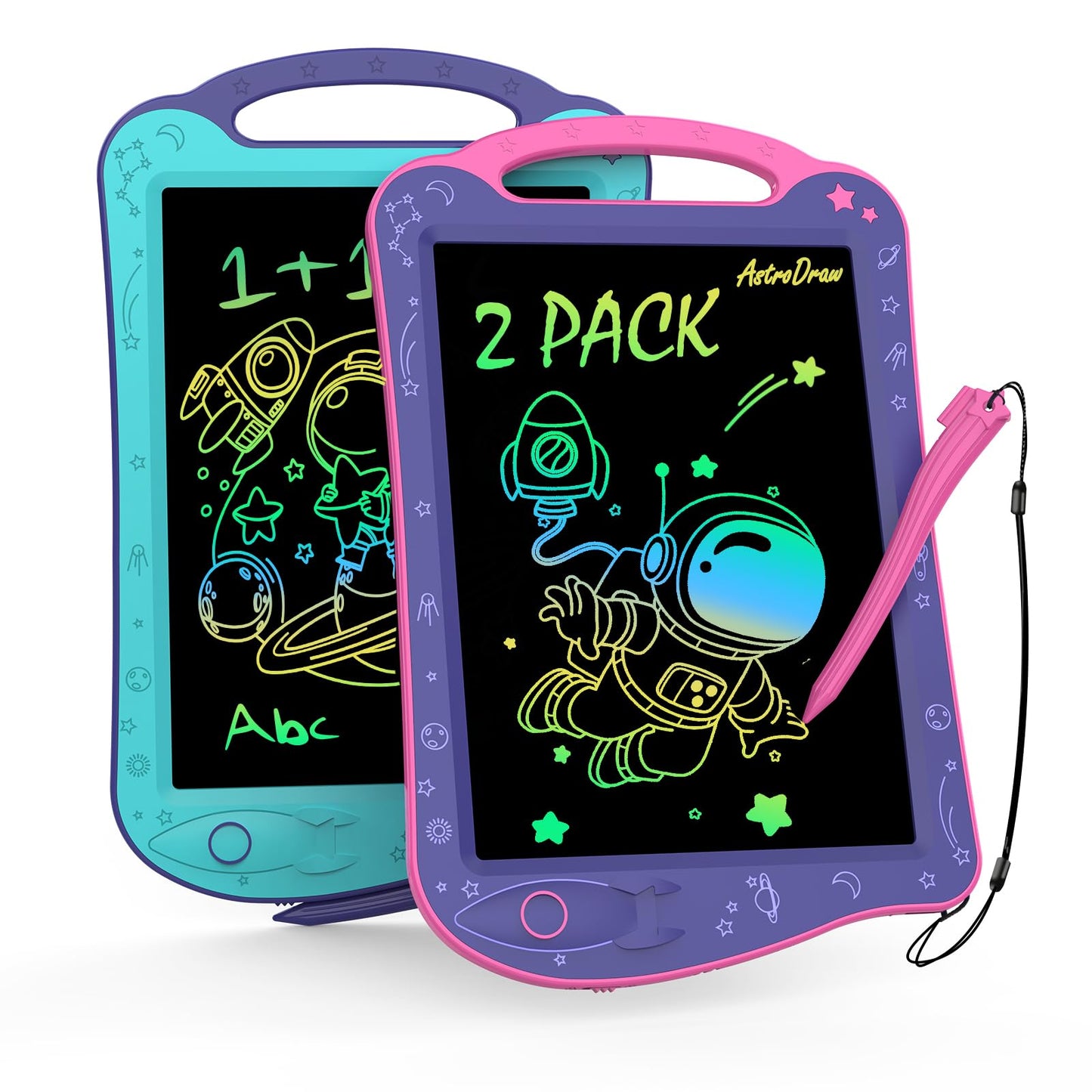 HOMESTEC Astrodraw LCD Doodle Board for Kids – Space Theme, 2-Pack