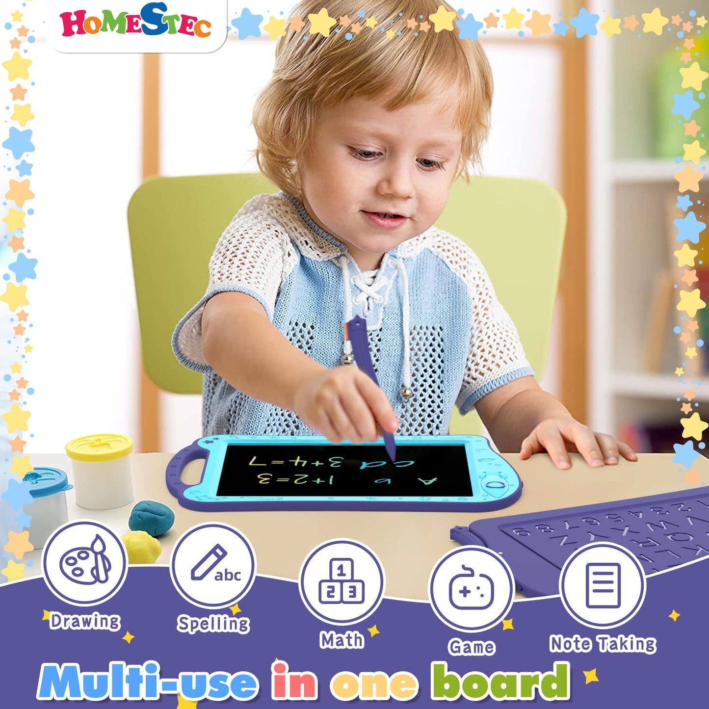 HOMESTEC Astrodraw LCD Doodle Board for Kids – Space Theme, 2-Pack