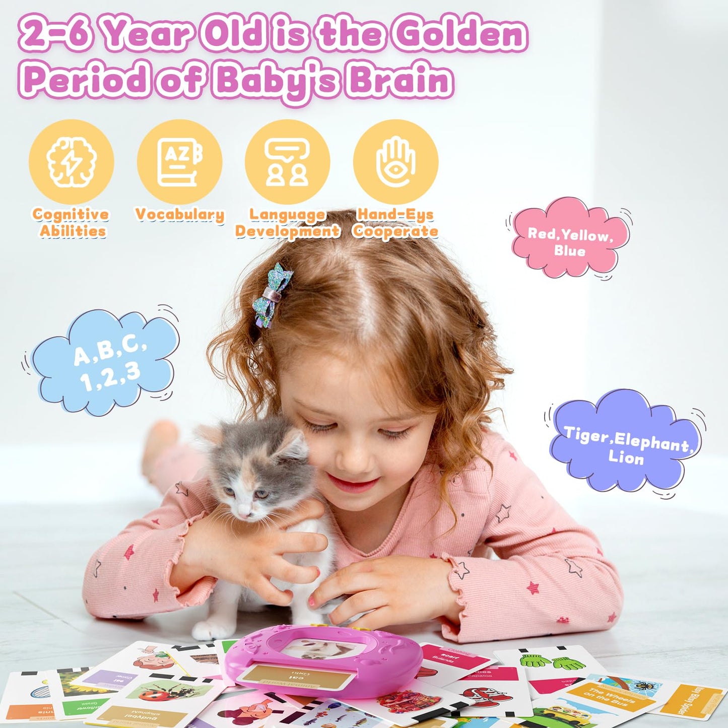 HOMESTEC Toddlers Bilingual Flash Cards – 288 English & Spanish Sight Words | Early Literacy Toy for 3-6