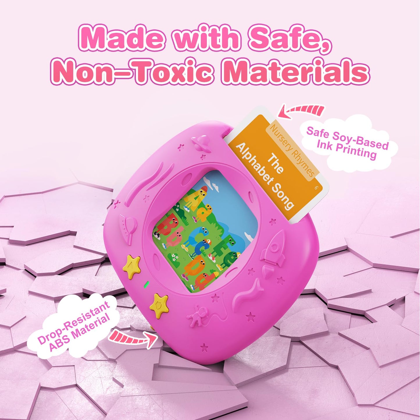 HOMESTEC Talking Flash Cards for Toddlers – 144 Sight Words, American Accent, Ages 3-6 (Pink)