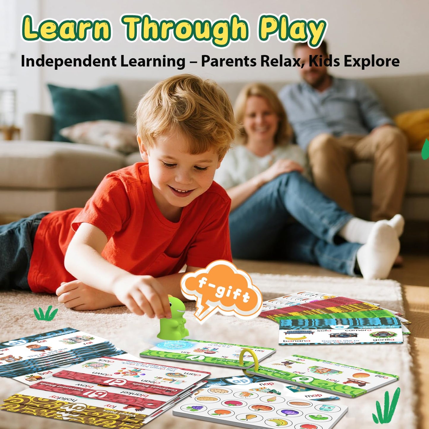 HOMESTEC Phonics Flash Cards with Talking Dino Pen — Learn to Read for Kids 3–6