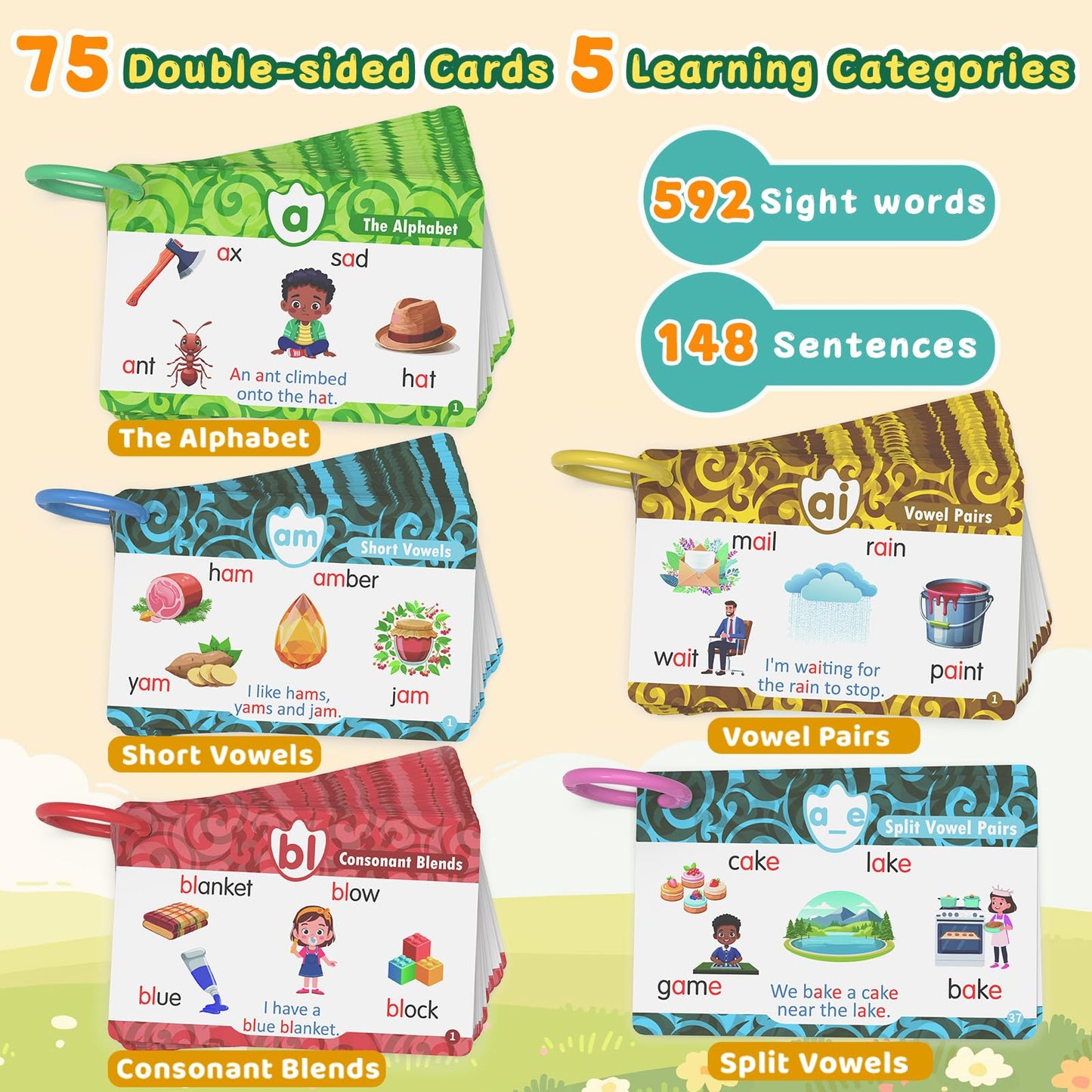 HOMESTEC Phonics Flash Cards with Talking Dino Pen — Learn to Read for Kids 3–6
