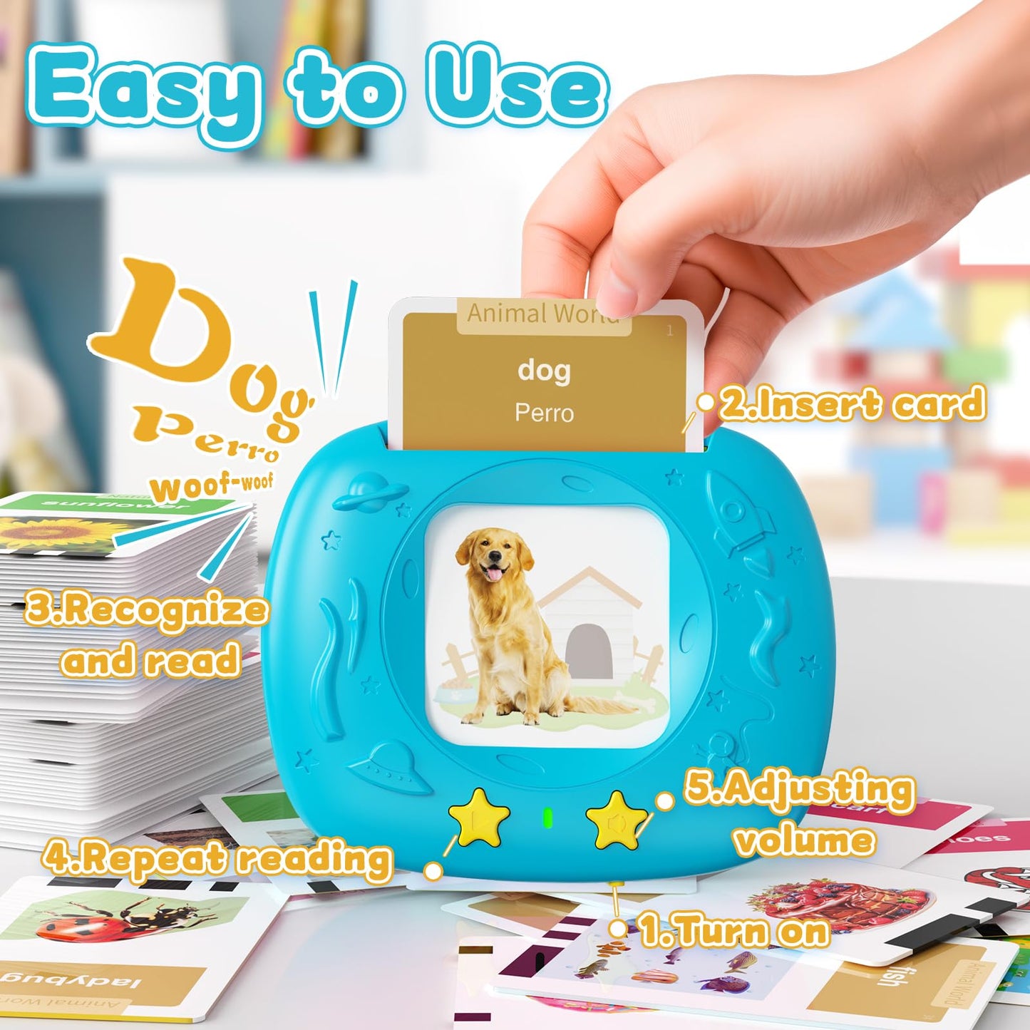 HOMESTEC Toddlers Bilingual Flash Cards – English & Spanish (288 Words)