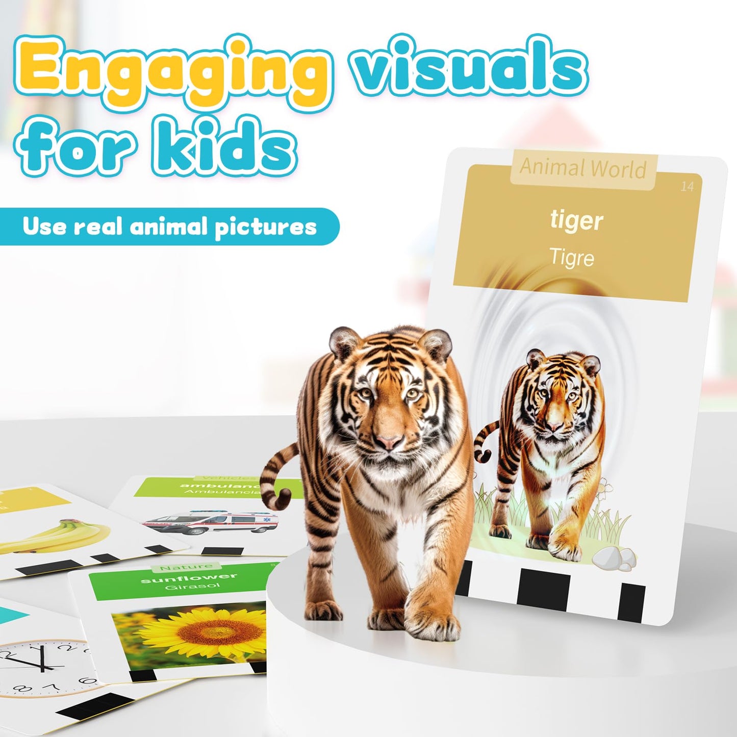HOMESTEC Toddlers Bilingual Flash Cards – English & Spanish (288 Words)