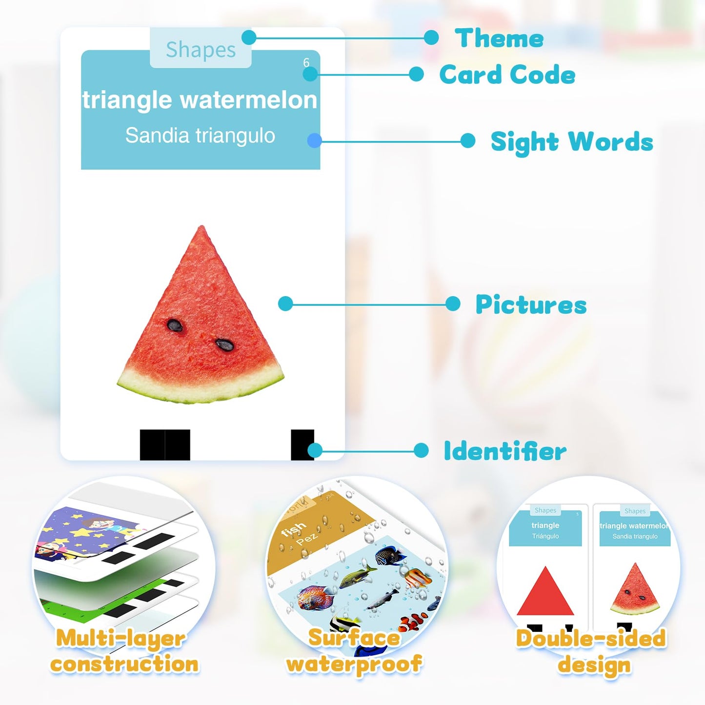 HOMESTEC Toddlers Bilingual Flash Cards – English & Spanish (288 Words)
