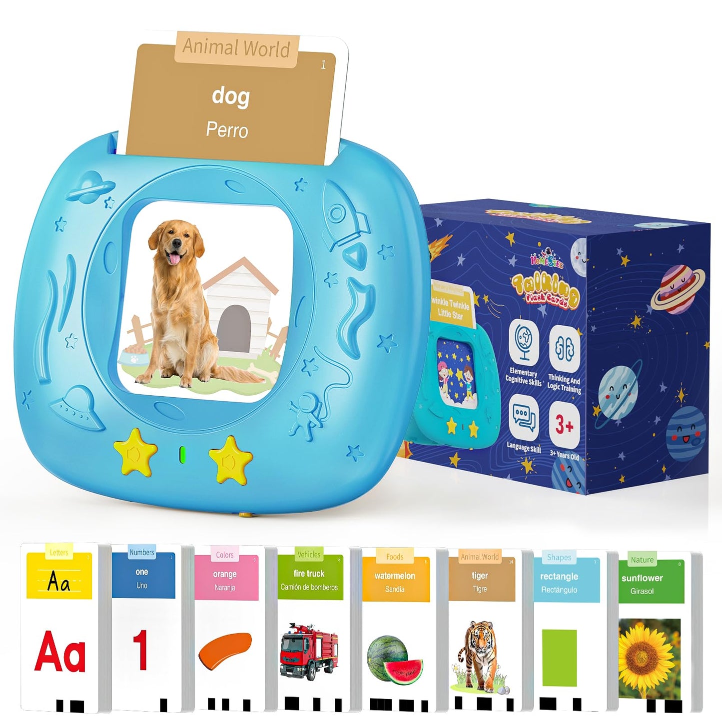 HOMESTEC Toddlers Bilingual Flash Cards – English & Spanish (288 Words)