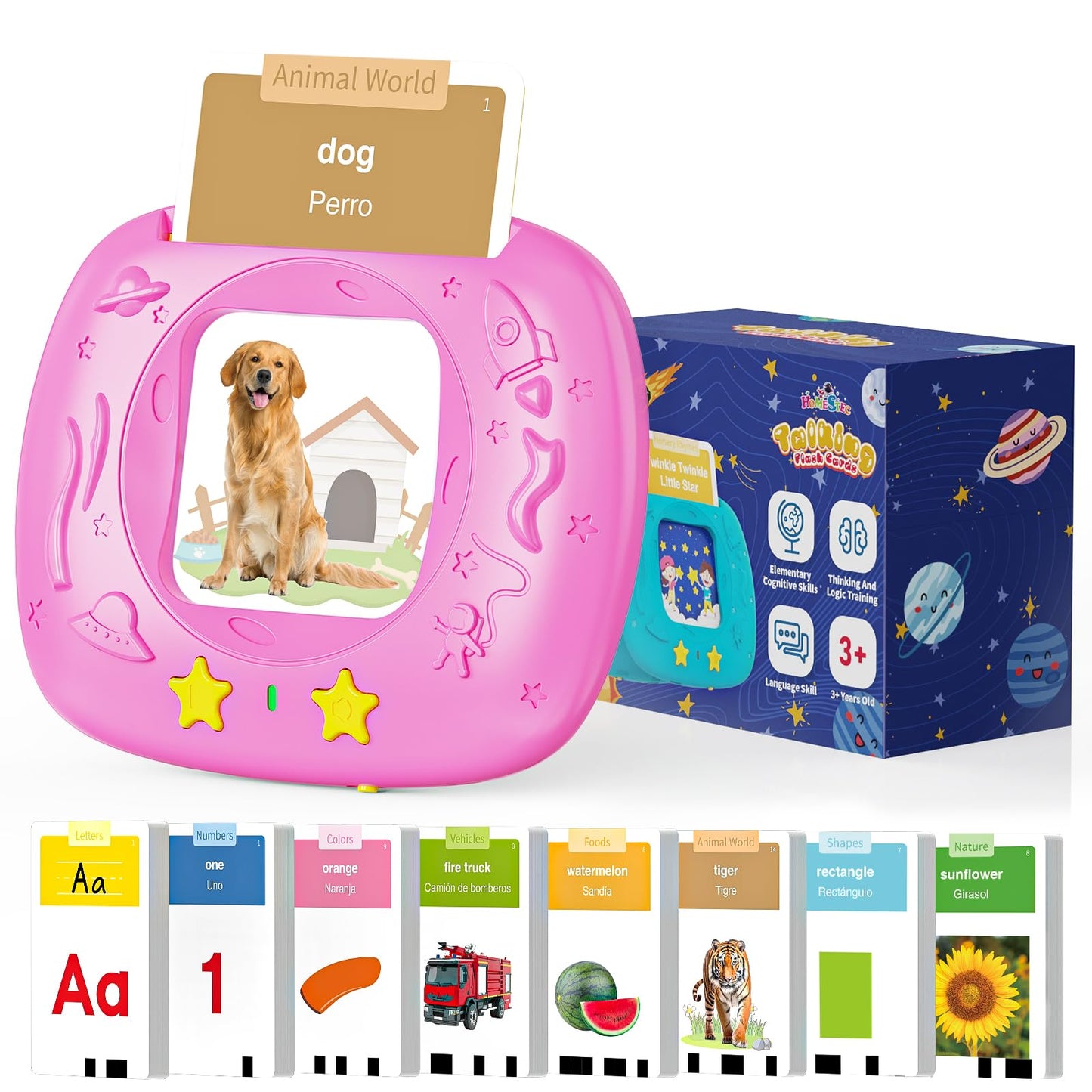 HOMESTEC Toddlers Bilingual Flash Cards – 288 English & Spanish Sight Words | Early Literacy Toy for 3-6