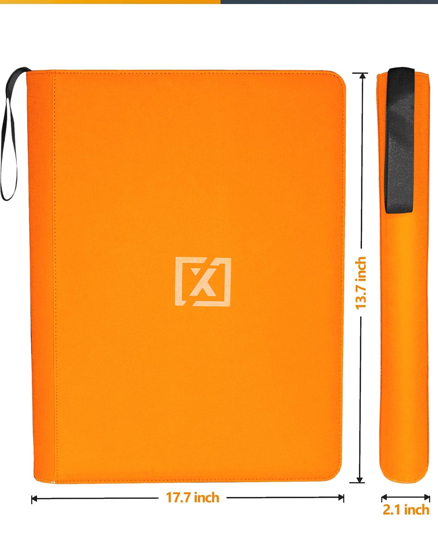 HOMEXPRO X PRO 1000+ Card Binder Orange – 1024 Card Capacity, 200 Sleeves Included, Ringless Binder for TCG, MTG & Sports
