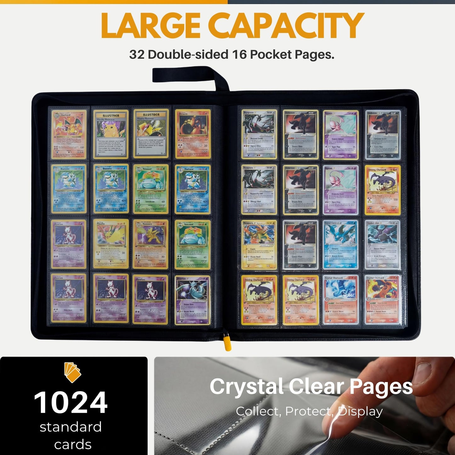 HOMEXPRO X PRO 1000+ Card Binder – 1024-Capacity, 16-Pocket, 200 Sleeves Included