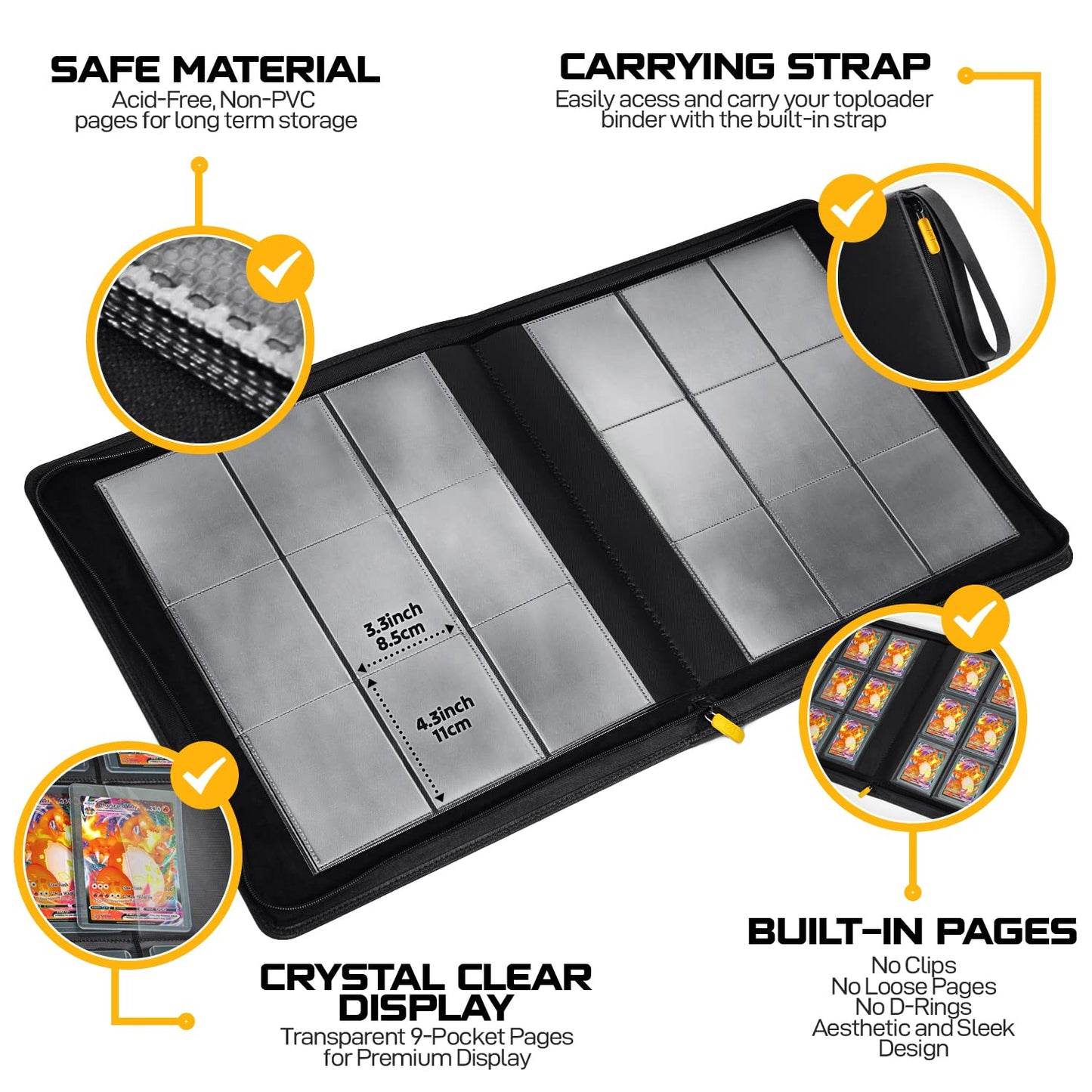 HOMEXPRO X PRO Toploader Binder — 252 Toploaders, 9-Pocket Pages, Ringless Design | 20 Toploaders Included