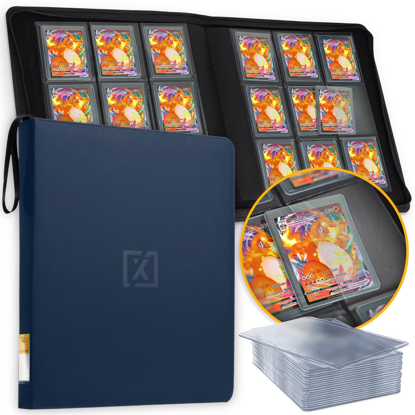 HOMEXPRO X PRO Toploader Binder — 252 Toploaders, 9-Pocket Pages, Ringless Design | 20 Toploaders Included