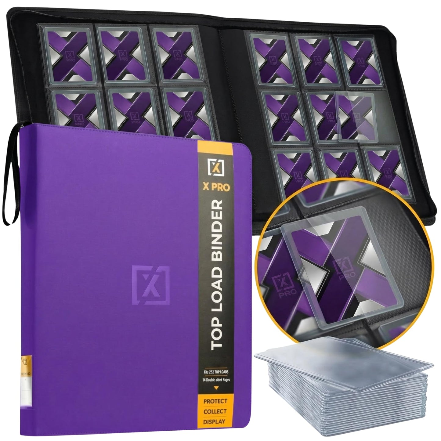 HOMEXPRO X PRO Toploader Binder – 252 Capacity, 9-Pocket Pages, 20 Toploaders Included