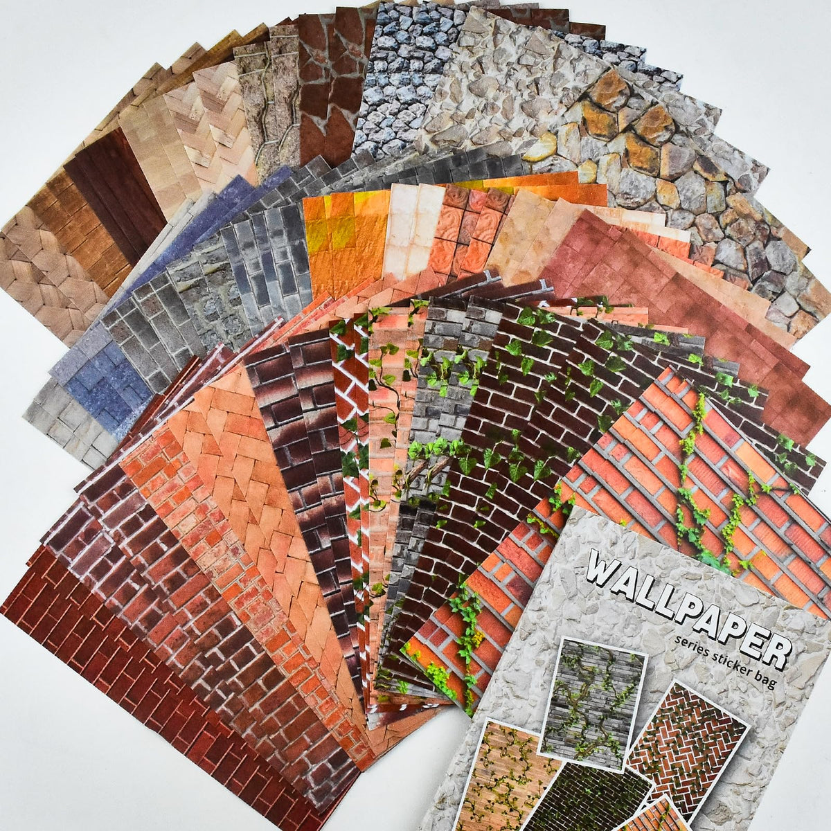 HOMICO 60 Sheets Self-Adhesive Dollhouse Wallpaper & Flooring Stickers | Realistic Brick Patterns for Miniature Decor