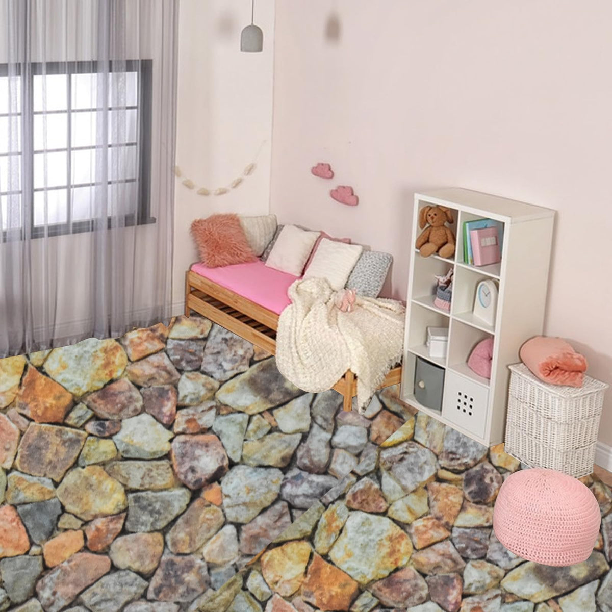 HOMICO 60 Sheets Self-Adhesive Dollhouse Wallpaper & Flooring Stickers | Realistic Brick Patterns for Miniature Decor