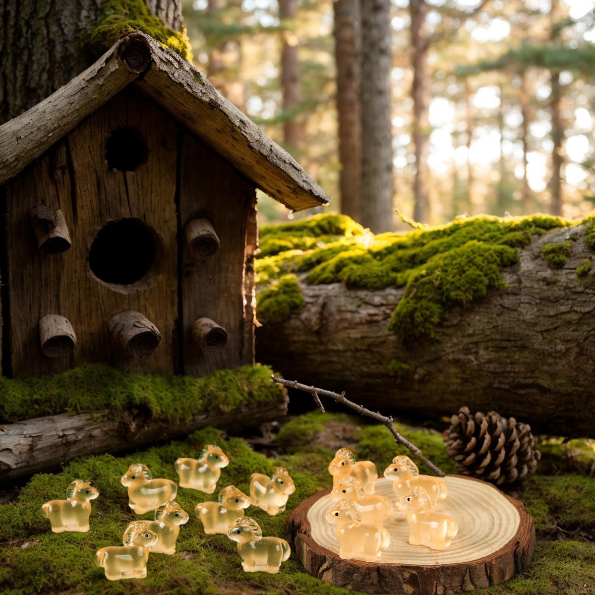 HOMICO 50 Pieces Luminous Mini Horse Decor – Resin Dollhouse & Micro Landscape Figurines