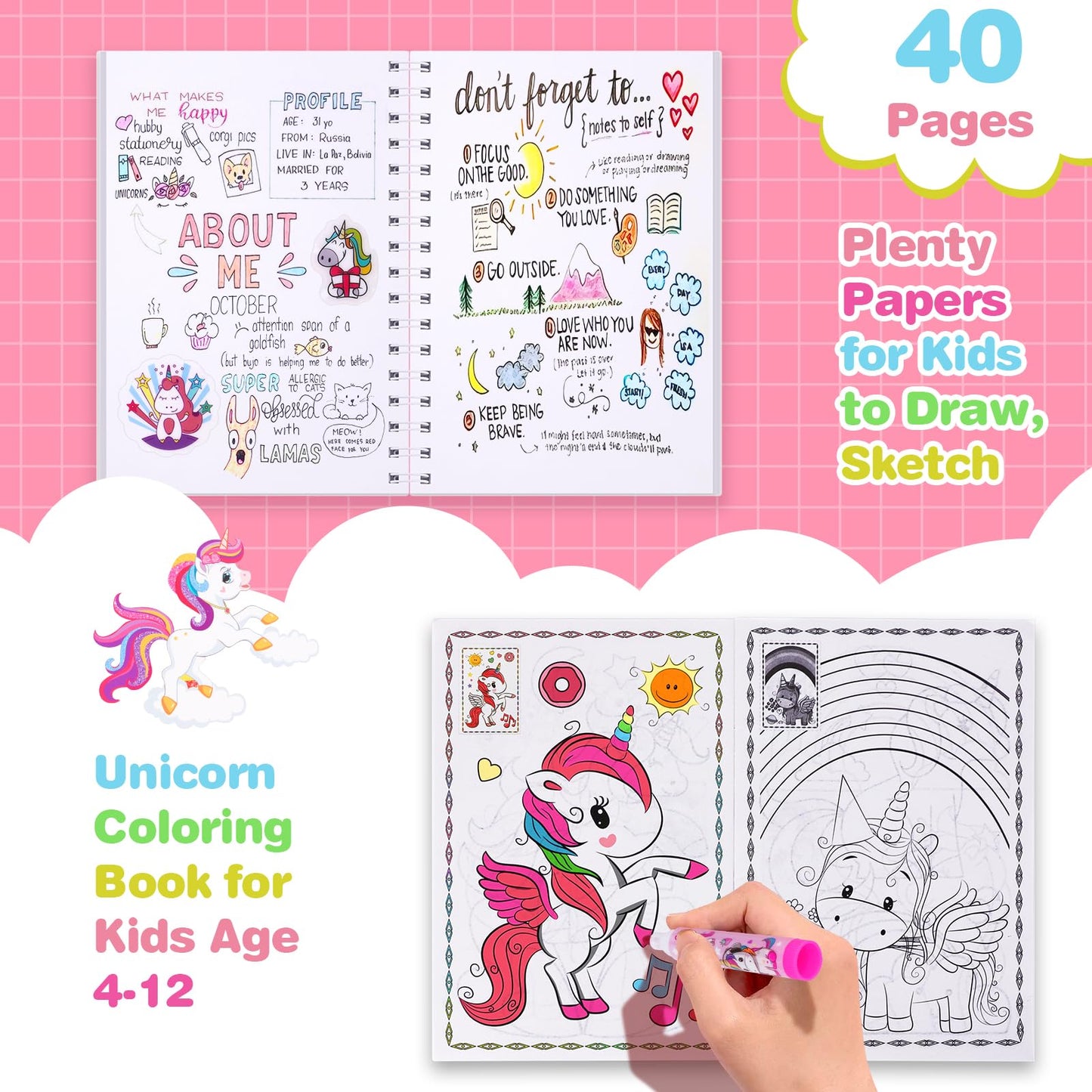 Homicozy 66PCS Unicorn Art Set for Kids – Portable Storage Box Gift for Girls 4-12