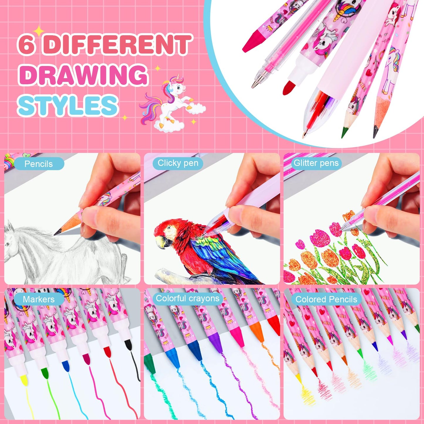 Homicozy 66PCS Unicorn Art Set for Kids – Portable Storage Box Gift for Girls 4-12